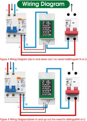ELEPHANTBOAT DIN Rail Mounted Power Meter AC 220V 50V-300V 100A Voltmeter Ammeter Voltmeter