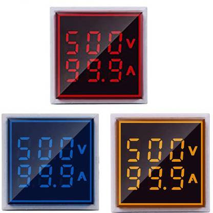 UVKADO Direct AC LED Voltmeter+Ammeter Square 500V,0-100A(Set RYB) Voltmeter