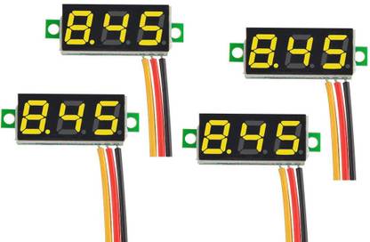 shockley YELLOW 3 Wire Calibratable 0-100V 0.28" Mini DC Voltmeter LED Display (4 Pc) Voltmeter