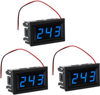 shockley AC 70V-500V Mini Digital Voltmeter 2-Wire BLUE Display Panel Meter (3 Pc) Voltmeter