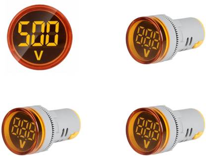 VENDOZ Voltage Meter LED Display Digital Volt Indicator Combo, (3 Pcs-Yellow) Voltmeter