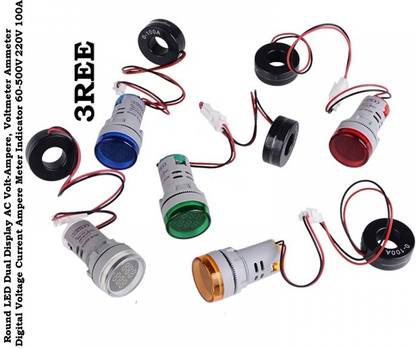 3REE Z Round LED Dual Display AC Volt-Ampere, Voltmeter Voltmeter