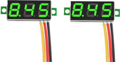shockley GREEN 3 Wire Calibratable 0-100V 0.28" Mini DC Voltmeter LED Display (2 Pc) Voltmeter