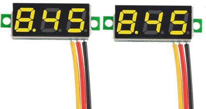 shockley YELLOW 3 Wire Calibratable 0-100V 0.28" Mini DC Voltmeter LED Display (2 Pc) Voltmeter