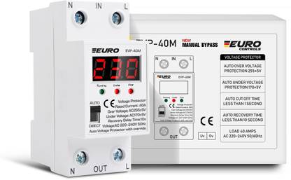 EURO EVP40M Voltage Protector 40A - Manual Override Automatic Recovery Logic & Voltmeter