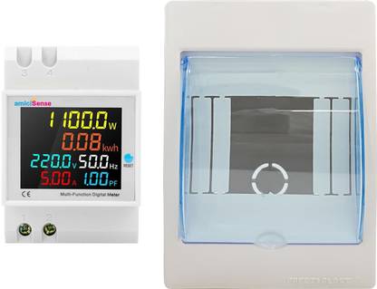 amiciSense 100A Energy Meter, 6 in 1 Voltage Monitoring Device with Weather-Proof Mount Voltmeter