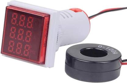 MICROTAIL Direct AC Volt+Amp+Frequency Meter LED Display Range 600V, 0-100A,0-50Hz (Red) Voltmeter