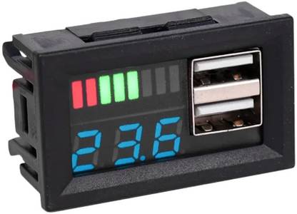 shockley Battery Voltage Indicator 0.56" LED Voltmeter + Dual USB Output car bike (1 Pc) Voltmeter