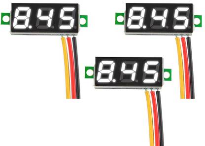 shockley WHITE 3 Wire Calibratable 0-100V 0.28" Mini DC Voltmeter LED Display (3 Pc) Voltmeter