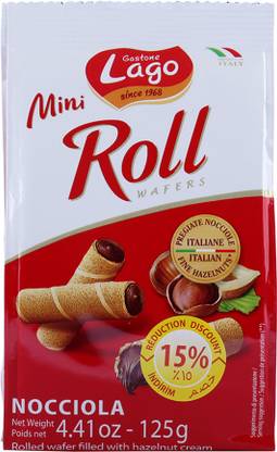 LAGO Mini Roll Hazelnut 125 g (Pack of 1) Wafer Rolls