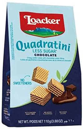 LOACKER QUADRATINI LESS SUGAR CHOCOLATE IMPORTED 110gms Wafers