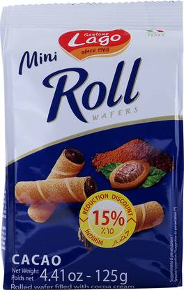LAGO Mini Roll Cocoa 125 g (Pack of 1) Wafer Rolls