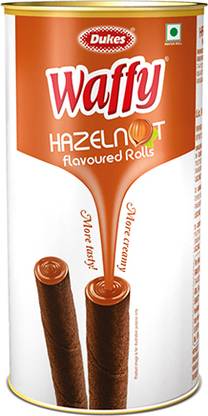 Dukes Waffy Hazelnut Flavoured Rolls Tin Wafer Rolls