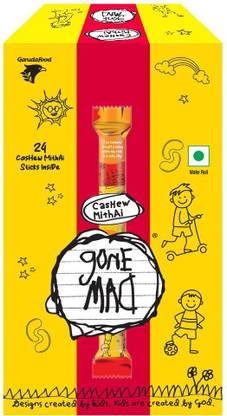 Gone Mad Premium Cashew Mithai Wafer Sticks – 24 Sticks Crispy, Creamy Snack Wafer Rolls
