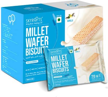 SKYROOTS Deliciously Crunchy Millet Wafer Biscuits Vanilla flavor (70gm x 6) Wafers