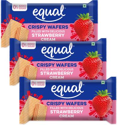 Equal Strawberry Wafer Bar (Sugar-Free) | 0% Added Sugar | Flavoured Crispy Creamy Wafers