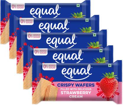 Equal Strawberry Wafer Bar (Sugar-Free) | 0% Added Sugar | Flavoured Crispy Creamy Wafers