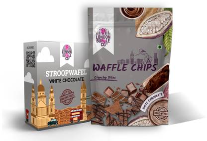 London Bubble Co Waffle Chips & Stroopwafel - White Chocolate - Combo Waffles