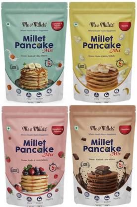 ME & MILLETS Millets Pancake-Pack of 4(Caramel and Vanilla,Banana,Raspberry,Chocolate) Waffles
