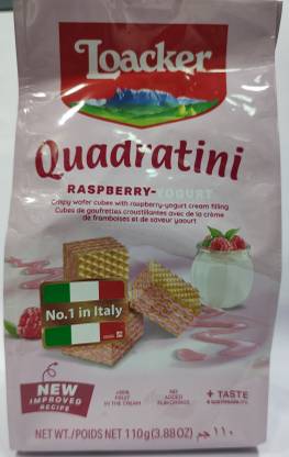 LOACKER QUADRATINI RASPBERRY - YOGURT ( CRISPY WAFER WITH RASPBERRY YOGURT FILLING ) Wafers