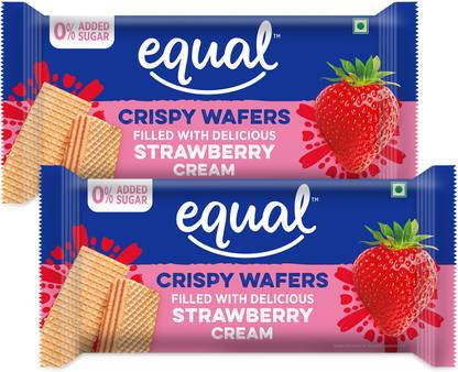 Equal Strawberry Wafer Bar (Sugar-Free) | 0% Added Sugar | Flavoured Crispy Creamy Wafers