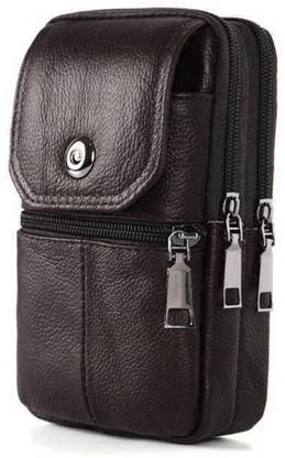 GOTEO Leather Waist Bag Belt Pouch Mobile Phone Passport Holder Travel Camping Sports Running Waist Pouch for Men and Women