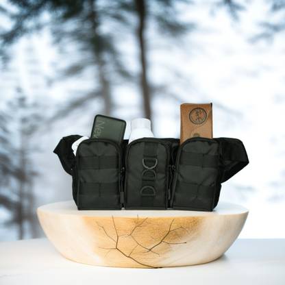 travooz Hip Bag 3 Front Pockets 1000D Large Fanny pack for Hiking Travel Camping Running Waist bag