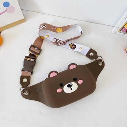 CarryTrip Bear Waist Bag for Kids and Girls Fanny Pack Silicon Travel Money Belt Pouch Bear Waist Bag