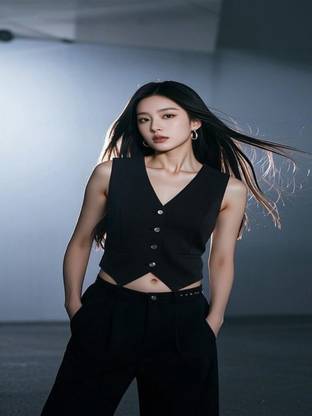 MAYKR Solid Women Waistcoat