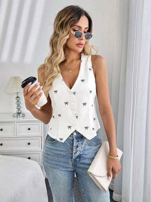 KATECLO Printed Women Waistcoat