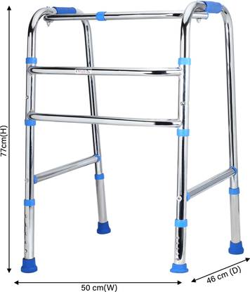 Make Life Easy Height Adjustable & Foldable Double Bar | Heavy Duty | Injured & Aged People Walking Stick