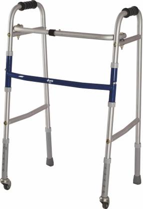 VISSCO Dura Lite Walker with Wheels, Foldable, Light Weight & Height Adjustable Walking Stick