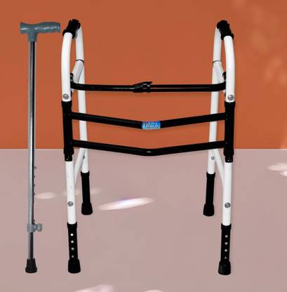 DARLIE ADULT WALKER (WHITE BLACK WITH STICK ) Walking Stick
