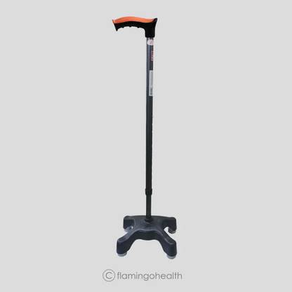 FLAMINGO Stability Quadripod Walking Stick - Height Adjustable, Broad Quadra Base Walking Stick