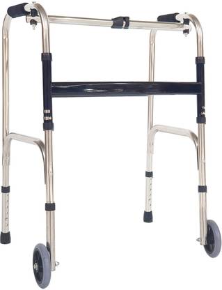 LACOPINE Height Adjustable Foldable Walker With 2 Wheels for Senior Citizen Or Handicap Walking Stick