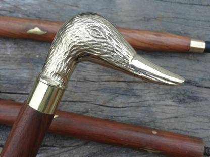 Anh Brass Duck Head Wooden Walking Stick Walking Stick