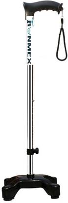 RUNMEX SURGICAL 4 Leg Chrome Height Adjustable Men Women Old People Patient With Dori Walking Stick