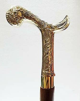 SAHELECTRONICS Vintage Royal Victorian Golden Brass Head Handle Walking Stick Walking Stick