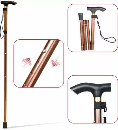LCVC Foldable Walking Stick|Adjustable, Anti-Slip, Enhanced Stability,(Brown) Walking Stick