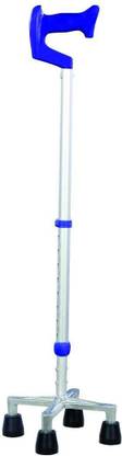 Dyna Rehaid Crutch Stick Quadripoid- Four legged base for balancing- Adjustable height of 78cm to 98cm Walking Stick