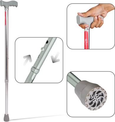 AGEasy Walking Stick with Enhanced Stability| Adjustable, Anti-Slip, Ergonomic Grip Walking Stick