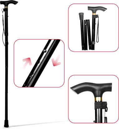 AGEasy Foldable Walking Stick-Adjustable, Anti-Slip, Enhanced Stability, Ergonomic Grip Walking Stick