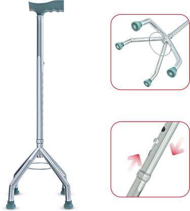 AGEasy Four-Legged Walking Stick Lightweight |Height Adjustable, Ergonomic Grip Walking Stick