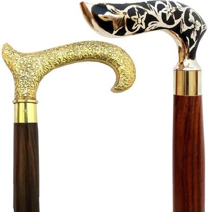 RanaCreation 2 Folding wooden walking stick cane with kashmiri and flower combo Walking Stick