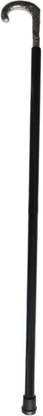 Venus Virtual Mart Wooden 2 Fold Antique Brass J-Shaped Silver Brass Handle, Black Silver-39 inch Walking Stick