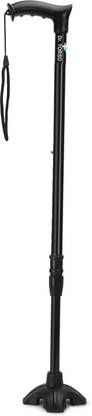 Dr. TORSO Premium Black Rubber base I Walking Stick with Adjustable Height Walking Stick