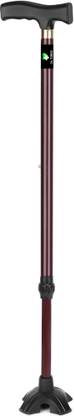 Dr. TORSO Cherry Rubber base Walking Stick with Adjustable Height Walking Stick