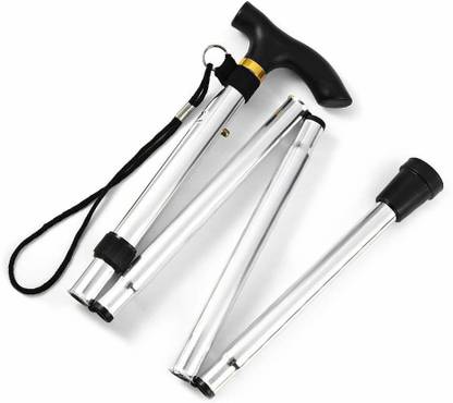 SWADESI BY MCP Folding Stick 4 Section Aluminum Hand Stick Walking Stick For Men/Women/Old Age Walking Stick