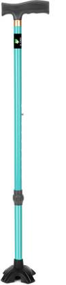 DR DOC Cyan-Strong Walking Stick with Adjustable Height, Mild-Steel Body, Light Weight Walking Stick