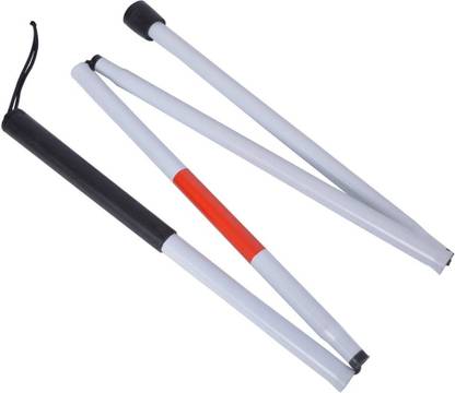 SWADESI BY MCP Folding Walking Cane Stick Reflective Red for The Blind, Visually Impaired Blind Walking Stick